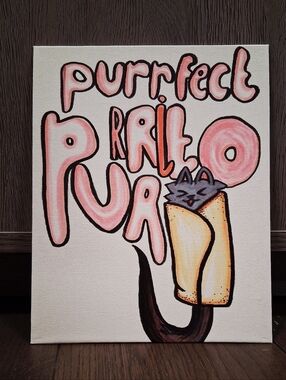 "Purrfect Purrito" 8"x10" Original Hand Painted Cat Canvas Art